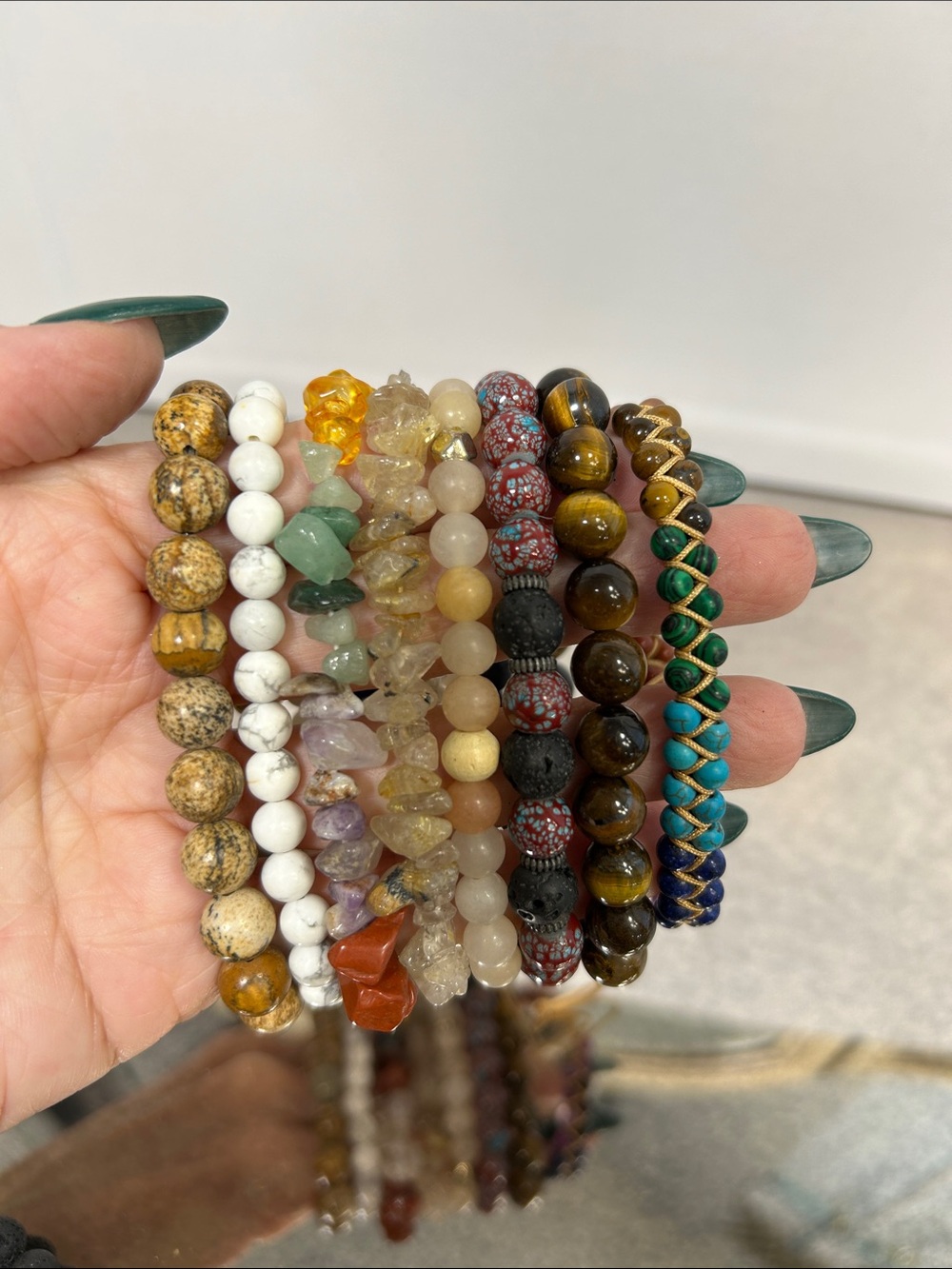 Bundle of Multi-Stone Beaded Bracelets- 8 Mixed Colors
